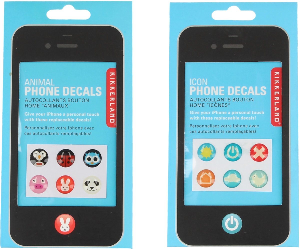 Kikkerland 12-delige Iphone Home Button Sticker Set | Mobiele Telefoonaccessoires | Versieringen voor Mobieltje / Smartphone